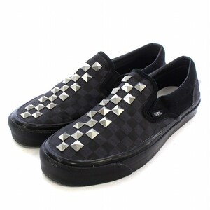 VANS CLASSIC SLIP ON STUD CHECK クラシックスリッポン スタッドチェッカー シューズ スタッズ チェック柄 US10 28.0cm 黒