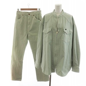  Wrangler WRANGLER setup top and bottom jacket pants cotton F S light green WS9258 WS8184 /AN36 lady's 