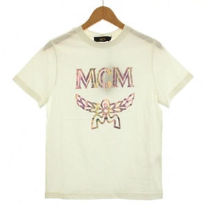 未使用品 エムシーエム MCM SHORT SLEEVES TEE ショートスリーブTシャツ カットソー 半袖 クルーネック ロゴ プリント S 白 タグ付き