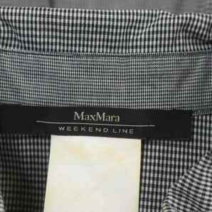 マックスマーラ ウィークエンドライン MAX MARA WEEKEND LINE シャツワンピース コットン チェック柄 ひざ丈 五分袖 I38 黒 白 ブラック ホの画像3