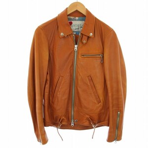 セヴシグ GOAT SKIN S-RIDERS JACKET ライダース ジャケット ゴートレザー 山羊革 アウター 裏地総柄 S 茶 ブラウン JK-SV-LA-1002 メンズ