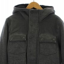 ディーゼル DIESEL ブルゾン 中綿ジャケット フード付き 裏地ボア ロゴ金具 コーデュロイ 切替 S グレー /AQ ■GY03 メンズ_画像3