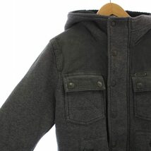 ディーゼル DIESEL ブルゾン 中綿ジャケット フード付き 裏地ボア ロゴ金具 コーデュロイ 切替 S グレー /AQ ■GY03 メンズ_画像5