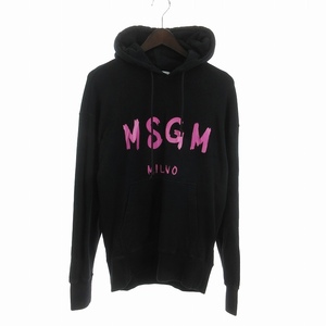 エムエスジーエム MSGM ロゴ パーカー スウェット プルオーバー コットン プリント 裏毛 3140MM515 黒 ブラック XS メンズ