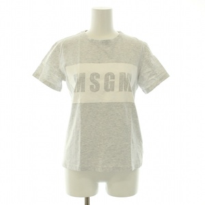 エムエスジーエム MSGM T-SHIRT BOX LOGO Tシャツ カットソー 半袖 クルーネック ロゴ プリント S グレー 2641MDM95 /BB レディース