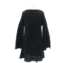 未使用品 ワランス wa...lance KNIT A LINE ワンピース ニット チュニック 長袖 M 黒 ブラック /DF ■OS レディース_画像2