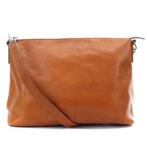  Hirofu HIROFU shoulder bag one shoulder diagonal ..H Logo leather tea color Brown /YO1 lady's 