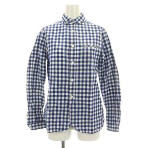 マイヨ maillot sunset big gingham work shirt シャツ ブラウス 長袖 前開き チェック 0 青 白 ブルー ホワイト /NR ■OS レディース