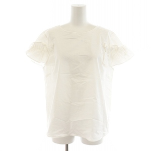  Queens Court QUEENS COUR T-shirt blouse short sleeves frill 5 3L white white /AN22 lady's 