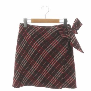 バーバリーブルーレーベル BURBERRY BLUE LABEL ラップスカート ミニ 台形 チェック 36 茶 ブラウン 赤 レッド /MF レディース