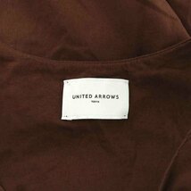 ユナイテッドアローズ UNITED ARROWS コットンVネックマキシワンピース ロング ノースリーブ ティアード フレア ギャザー 36 S 茶_画像7