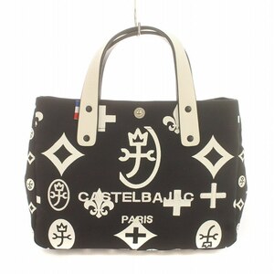  Castelbajac CASTELBAJAC 2021 year spring limitation handbag tote bag total pattern Logo embroidery canvas black black white white 070521