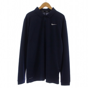 ナイキゴルフ NIKE GOLF Dri-FIT Victory Long-Sleeve Golf Polo ポロシャツ 長袖 ロゴプリント M 紺 ネイビー 891235-451 /AQ ■GY35