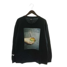 マーブルズ アンド コー MARBLES&Co. Tシャツ カットソー 長袖 クルーネック BURGERS プリント ロゴ M 黒 ブラック_画像1