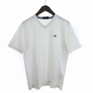  Fred Perry FRED PERRY Laurel V-Neck S/S Tee T-shirt cut and sewn short sleeves V neck cotton one Point F1717 white white M men's 