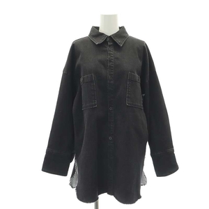 アメリヴィンテージ Ameri VINTAGE RAKISH COCOON SHIRT デニムシャツ オーバーサイズ ダメージ加工 長袖 F 黒 ブラック /HS ■OS レディー