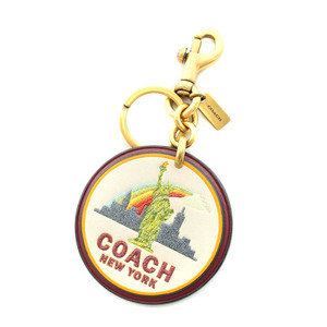  Coach COACH NEW YORK bag charm key holder leather tea Brown /YI22 lady's 