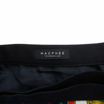 MACPHEE 18AW ポリエステルスカーフプリントアシンメトリープリーツスカート ラップスカート 巻きスカート ミモレ ロング 紺_画像4