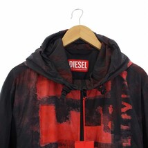 未使用品 DIESEL J-WARRETT-LOGO-LOGO ウインドブレーカー マウンテンパーカー ジャケット ジップアップ 48 L 赤 黒 A11433_画像4