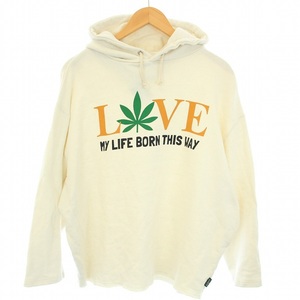 ゴーヘンプ GO HEMP BORN THIS WAY LOOSE HOODY パーカー プルオーバー ロゴ プリント 長袖 S 白 ホワイト /TK メンズ