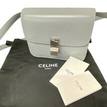 セリーヌ CELINE クラシックボックス ティーン ショルダーバッグ カーフレザー ブルーグレー シルバーカラー金具 レディース_画像9