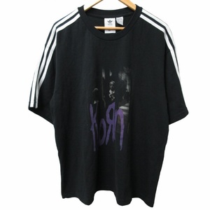 アディダスオリジナルス adidas originals ×KORN コーン Tシャツ カットソー 半袖 フロントプリント バックプリント ブラック L