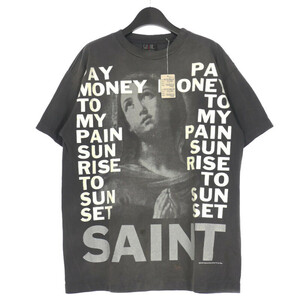 未使用品 セントマイケル SAINT MICHAEL 24SS PTP_SS TEE/STAY REAL ヴィンテージ加工 Tシャツ カットソー 半袖 L ブラック 黒