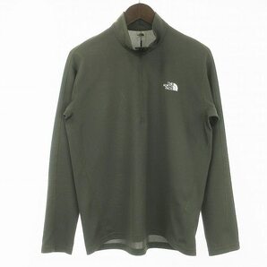 ザノースフェイス THE NORTH FACE ロングスリーブフラッシュドライライトジップアップ カットソー 長袖 ロゴ プリント NT12219 カーキ Mの画像1