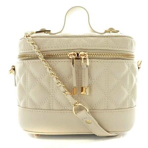  Ran daRANDA quilting 2WAY vanity bag shoulder bag handbag leather chain beige FB0905 /NW9 lady's 