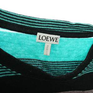 ロエベ LOEWE Tシャツ カットソー ボーダー ロゴ 刺繍 半袖 クルーネック M マルチカラー 1719847 /TK レディースの画像7