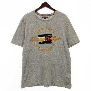 トミーヒルフィガー TOMMY HILFIGER 刺繍 Tシャツ 半袖 グレー L 240412E メンズ