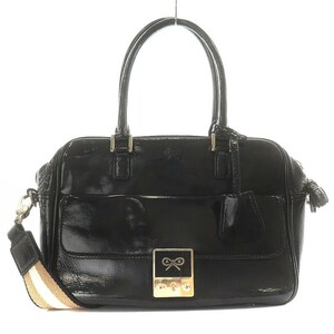  Anya Hindmarch ANYA HINDMARCH car car CARKER handbag shoulder bag 2way enamel black 