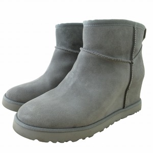 アグ UGG 美品 CLASSIC FEMME MINI ムートンブーツ ショートブーツ 裏ボア 1104609 青系 グレー US7.5 24.5cm 0409 レディース