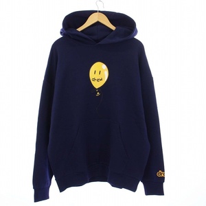 未使用品 drew house joy hoodie Dark Navy プルオーバーパーカー スウェット 長袖 バルーン プリント 裏起毛 L 紺 DH-VF31125-JYDN