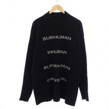 Rick Owens 22AW STROBE Subhuman Inhuman プルオーバー ニット セーター 長袖 ロゴ カシミヤ XS 黒 ブラック RO02B6671-WSBRS_画像1