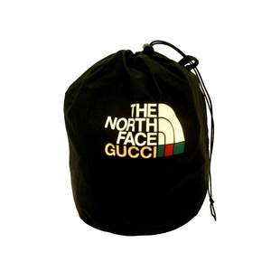 グッチ GUCCI × ザ ノースフェイス THE NORTH FACE 希少 巾着 バッグ 袋 ロゴプリント コラボ 黒 ブラック メンズ