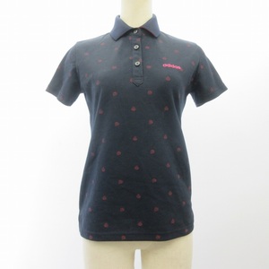  Adidas adidas beautiful goods polo-shirt cut and sewn short sleeves dot Logo embroidery navy blue navy S #GY09 lady's 