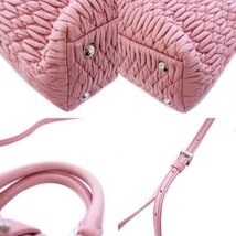 ミュウミュウ miumiu マテラッセ ナッパクリスタル 2WAY ハンドバッグ トートバッグ ショルダーバッグ レザー ピンク 5BE001_画像7