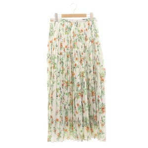  Iena IENA rental re flower pleated skirt long floral print 36 white white orange /MF #OS lady's 