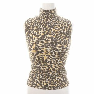  Anna Molinari ANNA MOLINARI Leopard high‐necked no sleeve knitted cut and sewn charcoal Camel eggshell white 