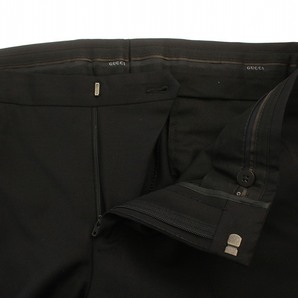 グッチ GUCCI スーツ セットアップ テーラードジャケット シングル パンツ スラックス ジップフライ ウール 無地 46R M 黒 ブラックの画像8