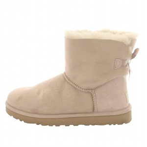 アグ オーストラリア UGG australia MINI BAILEY BOW ミニベイリーボウ ムートンブーツ ショート リボン レザー 24cm ピンク 1005062