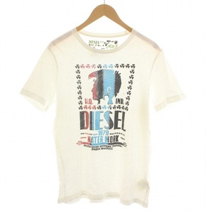 ディーゼル DIESEL Tシャツ カットソー ロゴ 文字 WATER WORK 半袖 M 白 ホワイト /FQ メンズ