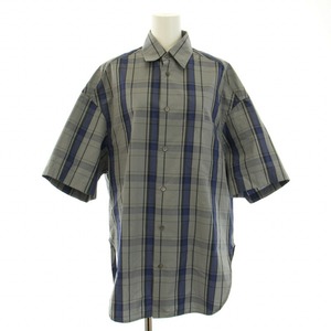 サイ SCYE チェック半袖ビッグシャツ カジュアルシャツ 半袖 オーバーサイズ 38 M グレー 青 ブルー 1219-31069 /BB レディース