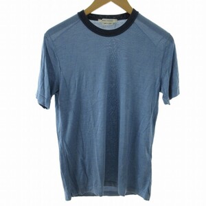 マークジェイコブス MARC JACOBS Tシャツ カットソー シルク イタリア製 半袖 青 ブルー Sサイズ 0408 メンズ