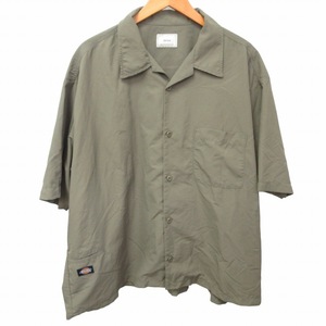 ディッキーズ Dickies ×EVCON エビコン コラボ 開襟シャツ 半袖 221-91301 カーキ グリーン系 3 約L~XLサイズ 0406 メンズ