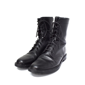 セリーヌ CELINE COMBAT BOOT コンバットブーツ レースアップ サイドジップ レザー 43 黒 ブラック P190008551 ☆AA★ メンズ