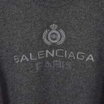 バレンシアガ BALENCIAGA 2019年製 Logo embroidered jumper ニット セーター カシミヤ ロゴ XS グレー ■GY27 メンズ_画像6