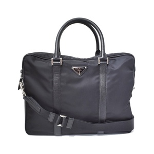 プラダ PRADA テスート サフィアーノ 2WAY ブリーフケース ビジネスバッグ 黒 ブラック 2VE871 064 F0002 メンズ