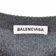 バレンシアガ BALENCIAGA 2019年製 Logo embroidered jumper ニット セーター カシミヤ ロゴ XS グレー ■GY27 メンズ_画像3